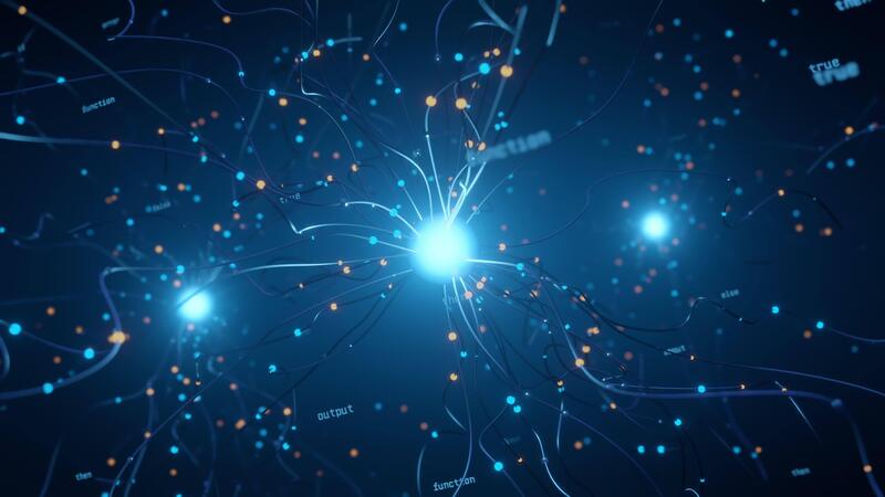 glowing neural network - Futuristic AI brain with glowing neural network lines and digital ...