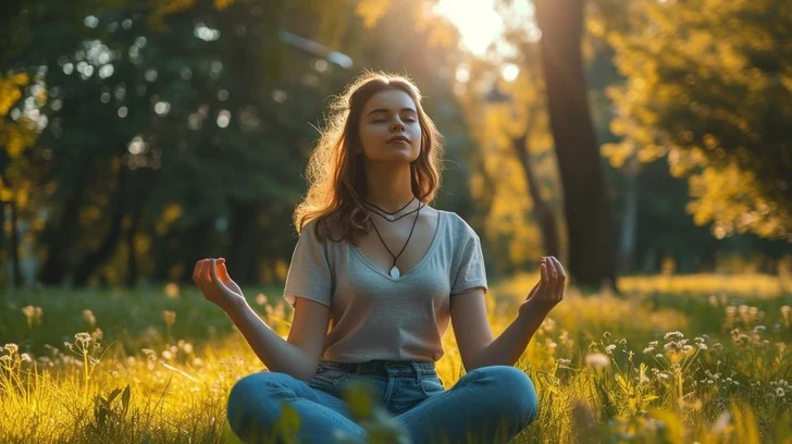 woman meditating peacefully outdoors - Free Peaceful Meditation Outdoors Image - Meditation, Woman, Peace ...