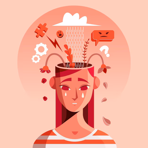 mental health illustration - Flat illustration of person with mental health problems | Free Vector