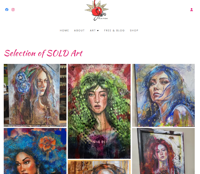 Artist selling paintings online from home studio - 10 Ways to Make Money Online as an Artist - Sara Leger