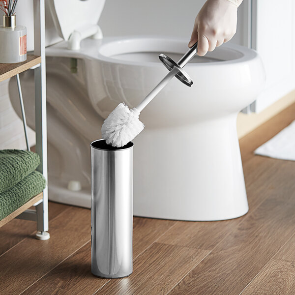 cleaning toilet bowl with brush - Lavex 13 1/2