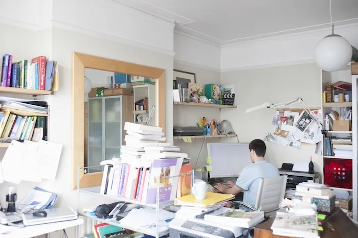 cluttered messy home office desk - Home Office Organization Ideas | LoadUp